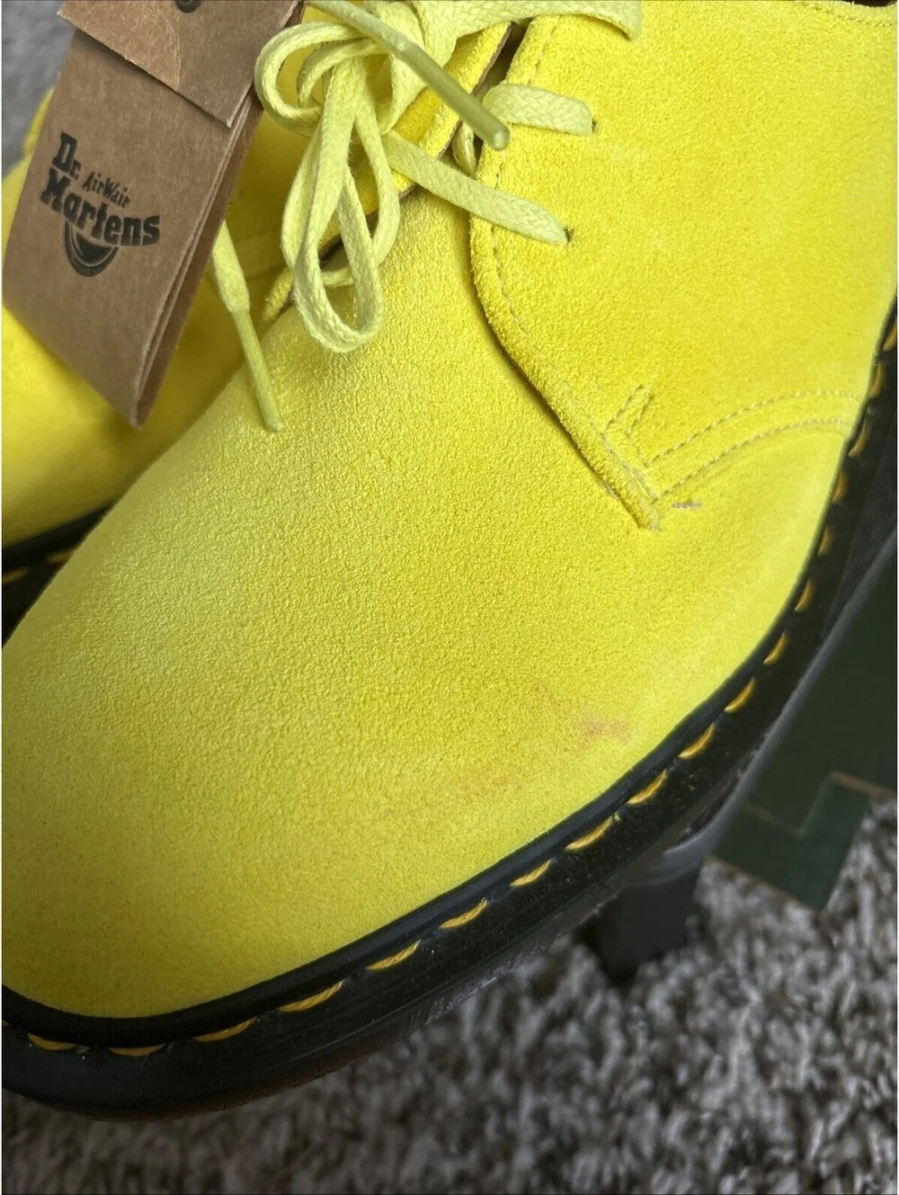 Dr Martens 1461 Made in England Buck Suede Oxford Shoe Yellow Men's US Size 8